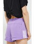 adidas Performance pantaloni scurți de antrenament Train Essentials culoarea violet cu imprimeu medium waist - Pled.ro