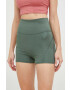 adidas Performance pantaloni scurți de yoga Studio Lux Fire femei culoarea verde neted high waist - Pled.ro