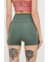 adidas Performance pantaloni scurți de yoga Studio Lux Fire femei culoarea verde neted high waist - Pled.ro