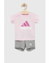 adidas set de bumbac pentru copii I BL CO T culoarea roz - Pled.ro