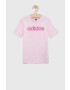 adidas tricou de bumbac pentru copii LK LIN CO culoarea roz - Pled.ro