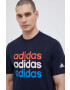 adidas tricou din bumbac culoarea albastru marin cu imprimeu - Pled.ro