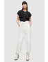 AllSaints pantaloni femei culoarea alb lat high waist - Pled.ro