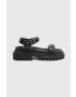 AllSaints sandale de piele Helium Sandal femei culoarea negru cu platforma WF612Y - Pled.ro