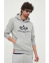 Alpha Industries bluză Basic Hoody bărbați culoarea gri cu glugă cu imprimeu 178312.17-grey - Pled.ro