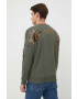 Alpha Industries bluză barbati culoarea verde cu glugă neted 196318.142-DarkOlive - Pled.ro