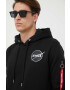 Alpha Industries bluză x Nasa Dark Side Hoody bărbați culoarea negru cu glugă cu imprimeu 108337.285 - Pled.ro