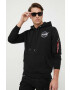 Alpha Industries bluză x Nasa Dark Side Hoody bărbați culoarea negru cu glugă cu imprimeu 108337.285 - Pled.ro