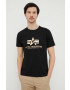 Alpha Industries tricou din bumbac Basic T-Shirt Foil Print culoarea negru cu imprimeu 100501FP.583-BlackGold - Pled.ro