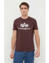 Alpha Industries tricou din bumbac Basic T-Shirt culoarea bordo cu imprimeu 100501.21-DeepMaroon - Pled.ro