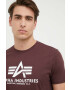 Alpha Industries tricou din bumbac Basic T-Shirt culoarea bordo cu imprimeu 100501.21-DeepMaroon - Pled.ro