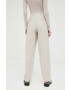 American Vintage pantaloni de lana culoarea bej drept high waist - Pled.ro