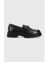 Answear Lab mocasini de piele femei culoarea negru cu toc plat - Pled.ro