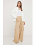 Answear Lab pantaloni femei culoarea maro lat high waist - Pled.ro