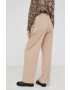 Answear Lab pantaloni din in femei culoarea bej lat high waist - Pled.ro