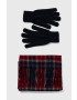 Barbour fular și mănuși Tartan Scarf & Glove Gift Set culoarea bleumarin cu model MGS0018 - Pled.ro