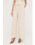 Bardot pantaloni femei culoarea bej lat high waist - Pled.ro