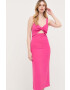 Bardot rochie culoarea roz midi mulata - Pled.ro