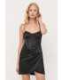 Bardot rochie culoarea negru mini mulata - Pled.ro