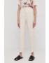 Beatrice B pantaloni din amestec de in femei culoarea bej drept high waist - Pled.ro