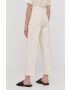 Beatrice B pantaloni din amestec de in femei culoarea bej drept high waist - Pled.ro