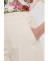 Beatrice B pantaloni din amestec de in femei culoarea bej drept high waist - Pled.ro