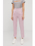 Bimba y Lola Pantaloni femei culoarea roz lat high waist - Pled.ro