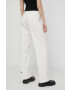 Herskind pantaloni femei culoarea bej lat high waist - Pled.ro