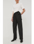 Herskind pantaloni femei culoarea negru lat high waist - Pled.ro