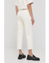 Herskind pantaloni de piele femei culoarea alb drept high waist - Pled.ro