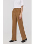 Herskind pantaloni din amestec de in femei culoarea maro lat high waist - Pled.ro