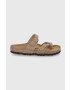 Birkenstock Șlapi de piele Mayari femei culoarea bej cu toc plat 1011433-tab.brwn - Pled.ro