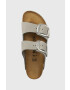 Birkenstock slapi de piele Arizona Big Buckle femei culoarea gri - Pled.ro