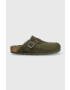 Birkenstock papuci din piele Boston femei culoarea verde 1025667 - Pled.ro