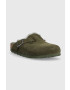 Birkenstock papuci din piele Boston femei culoarea verde 1025667 - Pled.ro