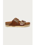 Birkenstock șlapi de piele Arizona barbati culoarea gri 1022443-Stone.coin - Pled.ro