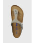 Birkenstock șlapi din piele întoarsă femei culoarea gri cu toc plat 1024127-lgrey - Pled.ro