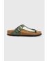 Birkenstock slapi din piele intoarsa Gizeh femei culoarea verde cu toc plat 1025790 - Pled.ro