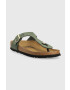 Birkenstock slapi din piele intoarsa Gizeh femei culoarea verde cu toc plat 1025790 - Pled.ro