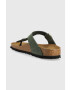 Birkenstock slapi din piele intoarsa Gizeh femei culoarea verde cu toc plat 1025790 - Pled.ro