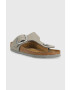 Birkenstock slapi din piele intoarsa Gizeh Big Buckle femei culoarea gri cu toc plat 1022205 - Pled.ro