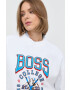 Boss bluza femei culoarea alb cu imprimeu - Pled.ro