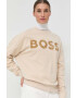 Boss bluza femei culoarea bej cu imprimeu - Pled.ro