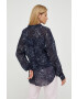 Boss bluza femei culoarea albastru marin in modele florale - Pled.ro