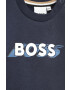 Boss bluza copii culoarea albastru marin cu glugă cu imprimeu - Pled.ro