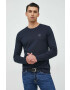 Boss Orange BOSS longsleeve din bumbac Boss Casual culoarea albastru marin cu imprimeu - Pled.ro