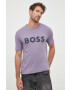 Boss Orange BOSS tricou din bumbac BOSS CASUAL barbati culoarea violet cu imprimeu - Pled.ro