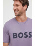 Boss Orange BOSS tricou din bumbac BOSS CASUAL barbati culoarea violet cu imprimeu - Pled.ro