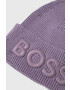 Boss Orange caciula din amestec de lana culoarea negru din tricot gros - Pled.ro