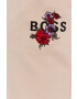 Boss Pantaloni de bumbac femei culoarea bej material neted - Pled.ro